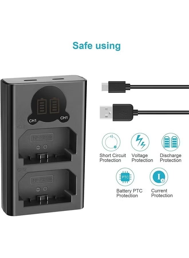 نيوير شاحن Neewer ثنائي USB لبطارية Sony NP-FZ100، متوافق مع كاميرات Sony ZV-E1 وFX3 وFX30 وA1 وA9 II وA7R V وA7S III وA7 IV وA6600 وA7C، مصمم بشاشة LCD وخيارات شحن متعددة - Image 4